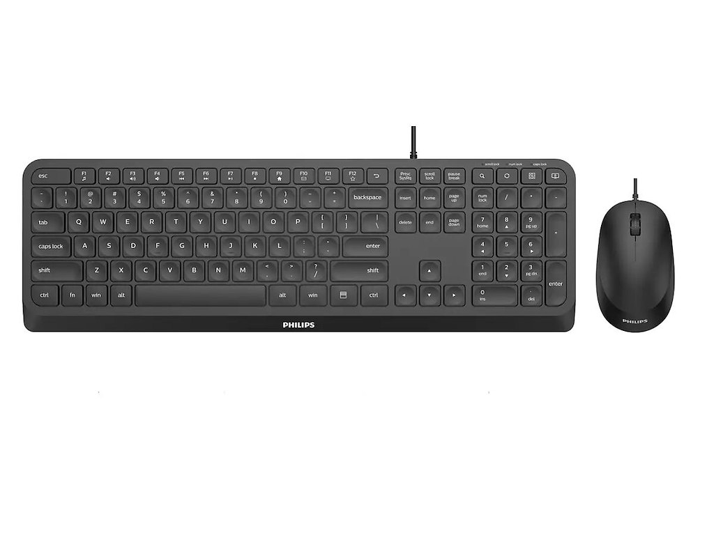 Philips 2000 series SPT6207B/00 tastatur Mus inkluderet Hjem USB US engelsk Sort