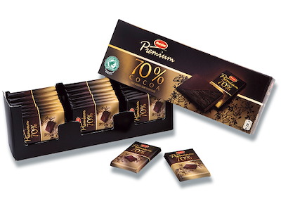 Chokolade, Mørk, 70%, 10 g, 21 stk, Marabou Premium Dark