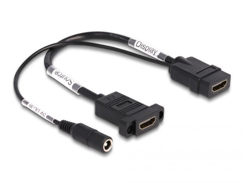 DeLOCK 87038 kabel kønsskifter HDMI HDMI, DC Sort