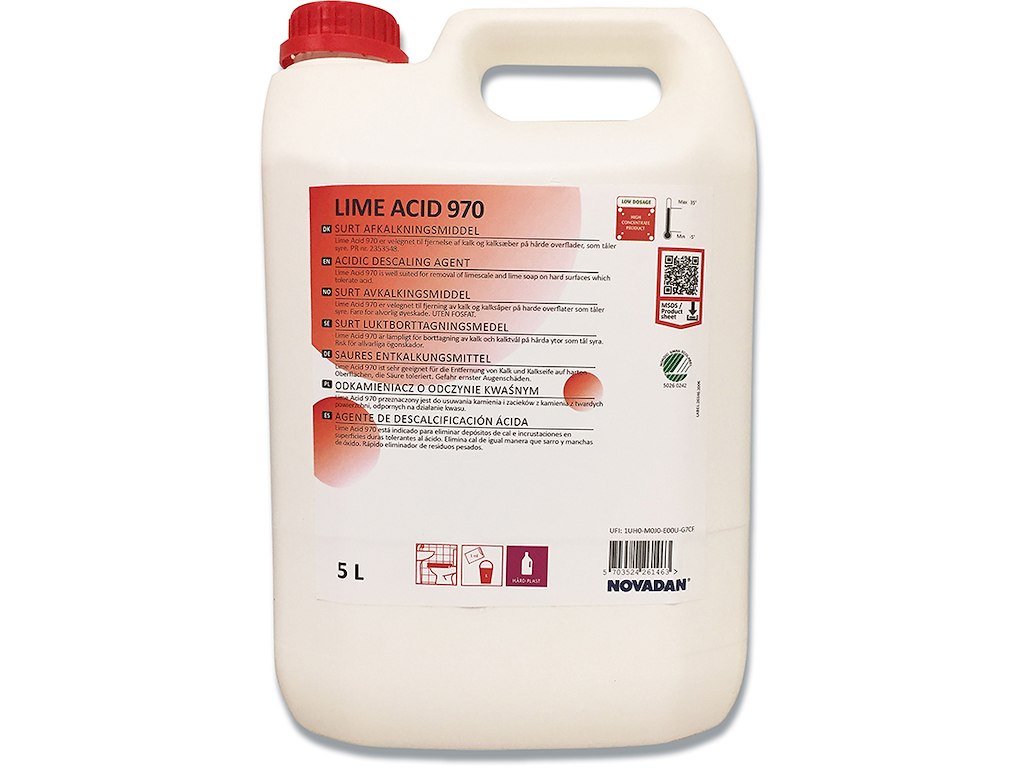 Kalkfjerner, Til sanitet, Flydende, 5000 ml, Novadan Lime Acid 970 