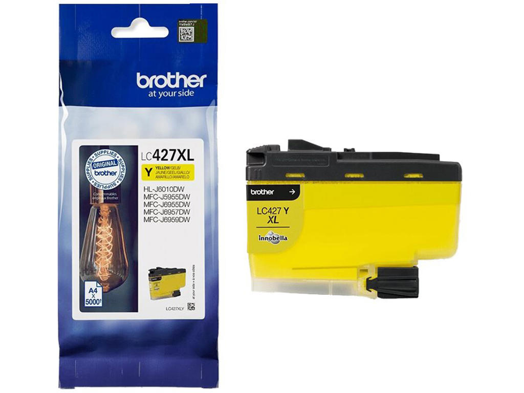 Blækpatron, 1 stk, 5.000 sider, Yellow-gul, Brother LC427XLY