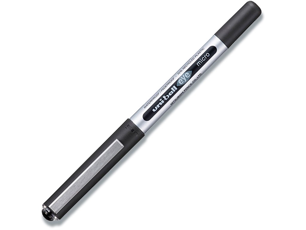 Rollerball pen, 0.5 mm, 0.3 mm, Sort, uni-ball Eye Micro UB-150-46