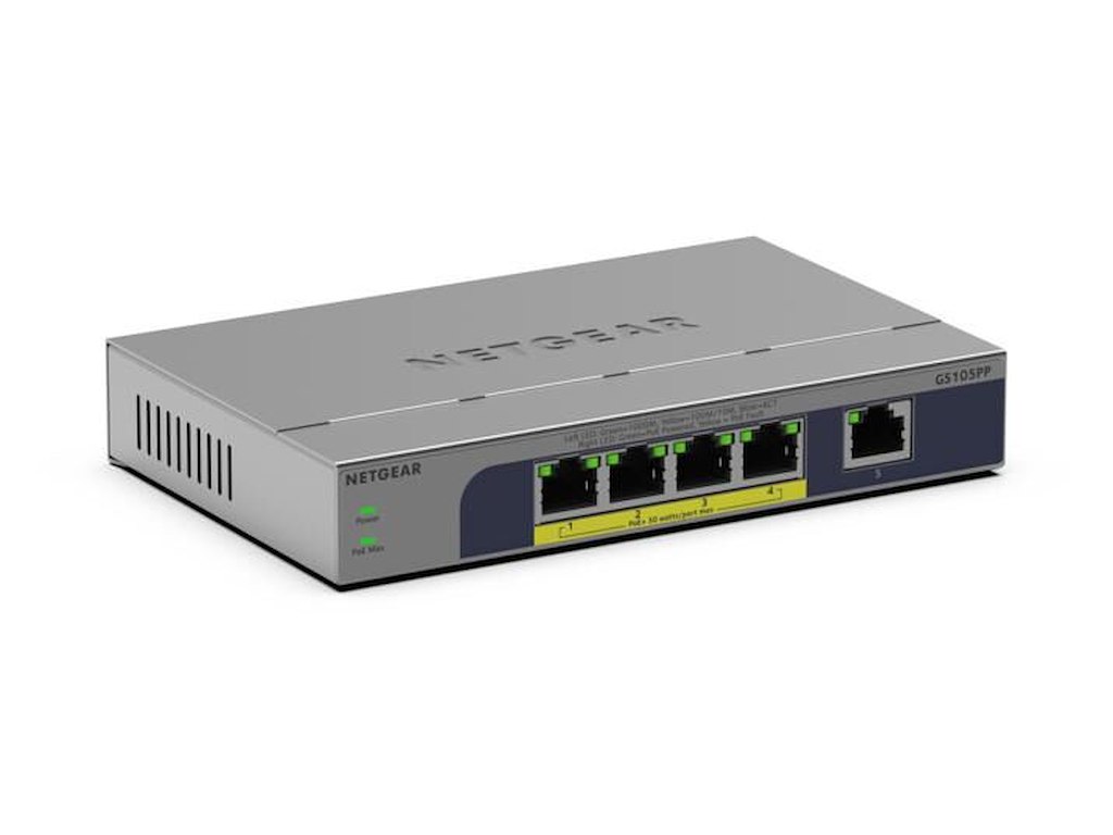NETGEAR GS105PP Ikke administreret Gigabit Ethernet (10/100/1000) Strøm over Ethernet (PoE) Bord-/vægmontering Grå