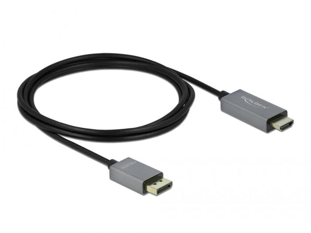 DeLOCK 85929 videokabel adapter 2 m HDMI Type A (Standard) DisplayPort Sort, Grå