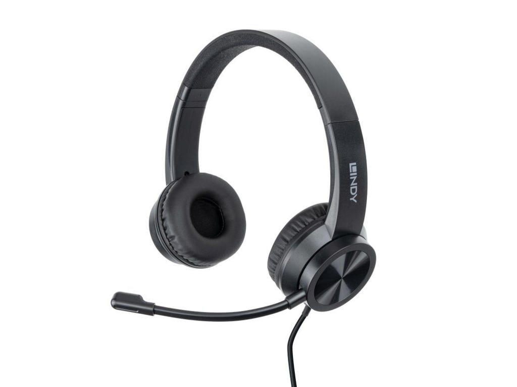 Lindy 20439 hovedtelefoner/headset Ledningsført Kontor/Callcenter USB Type-C Sort