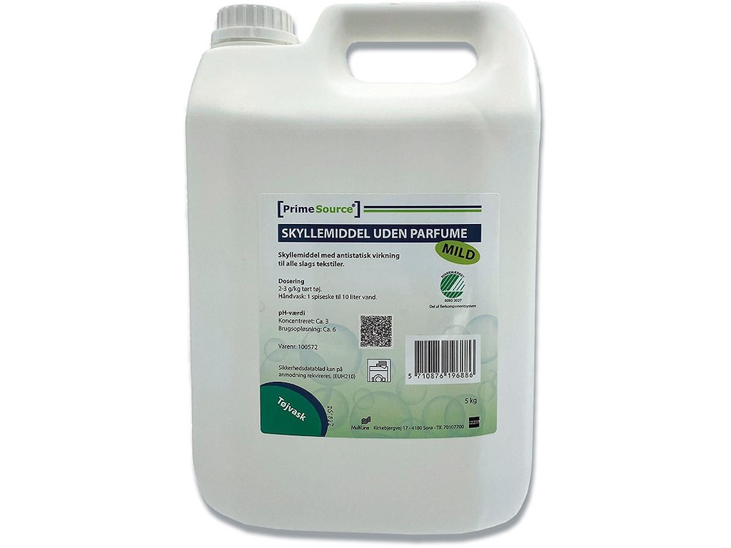 Skyllemiddel, Uden farve, Uden parfume, 5 liter, Prime Source Mild