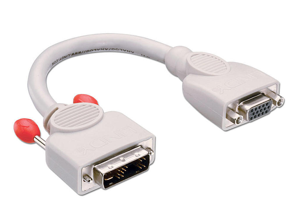Lindy 41222 videokabel adapter 0,2 m DVI-A VGA (D-Sub) Grå
