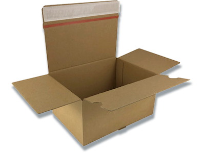Forsendelsesæske, Brun, 160x130x70mm, Klæbestrimmel og tearstrip