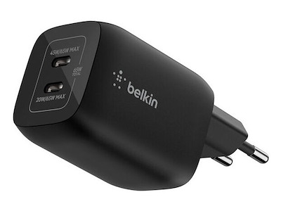 Belkin ENA007KQBK oplader til mobil enhed Hovedtelefoner, Laptop, Bærbar spillekonsol, Smartphone, Tablet Sort Vekselstrøm Hurtig opladning Indendørs