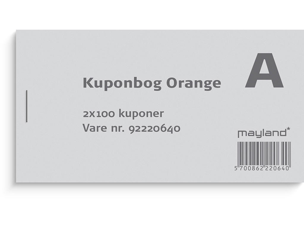 Kuponbog, Orange, 1 bog, 2x100 kuponer, Mayland 