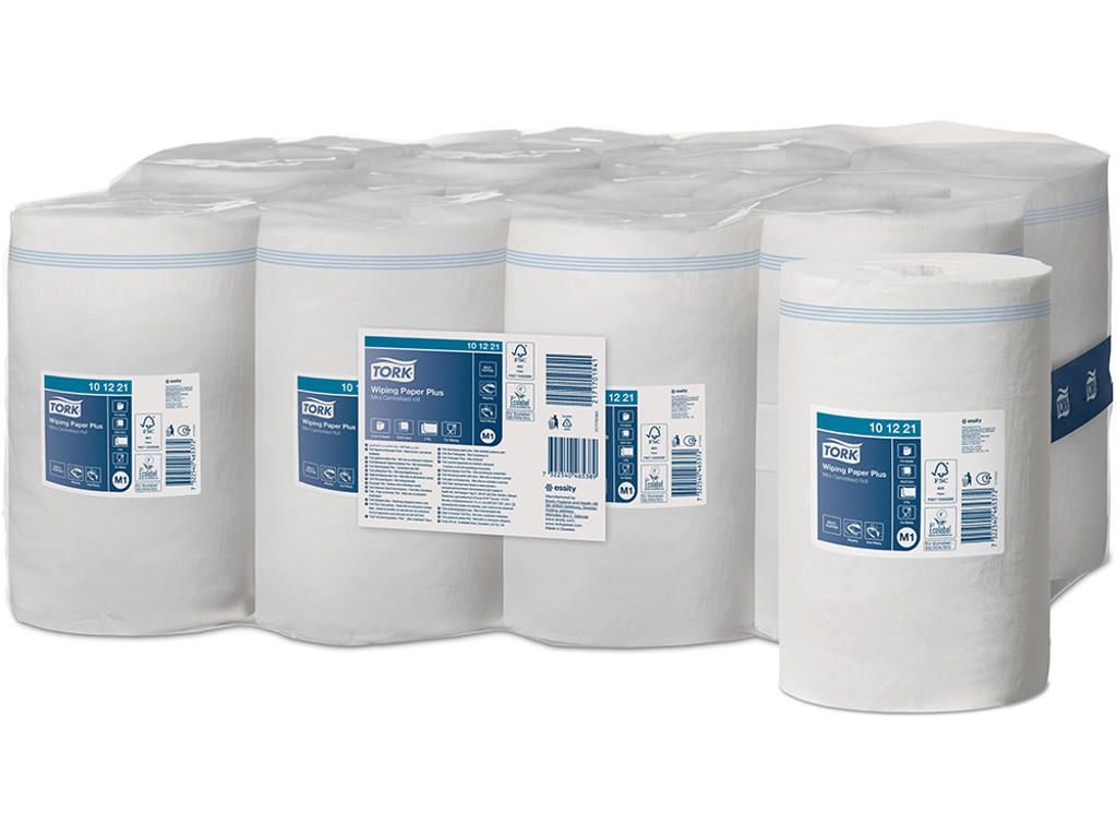 Aftørringsrulle, Centertræk, 2 lag, 11 ruller, Tork Plus Mini M1