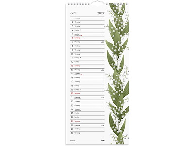 Vægkalender, 2027, Blomster, 1 måned pr. opslag, Mayland