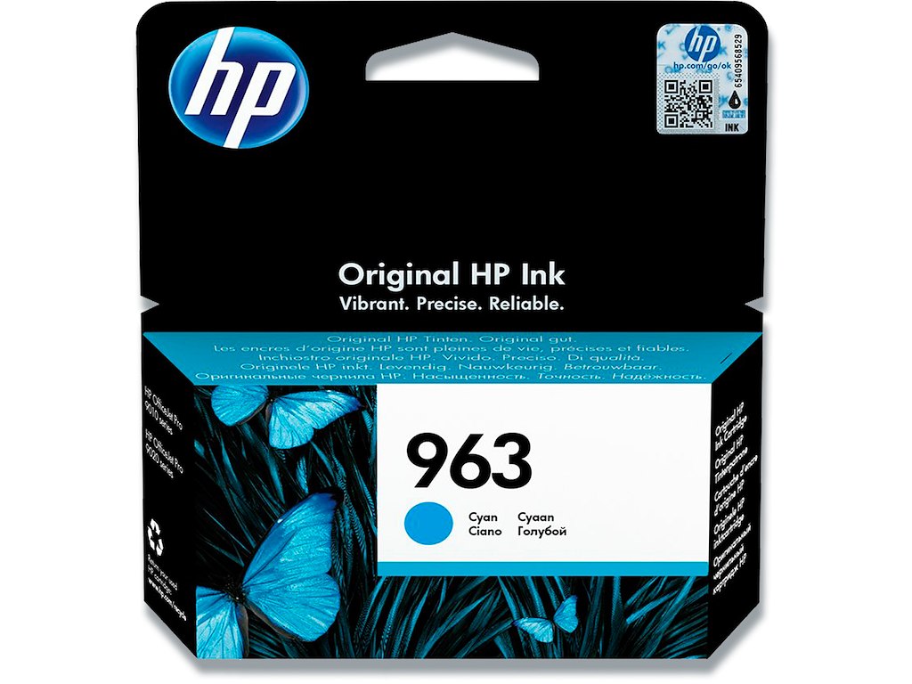 Blækpatron, 1 stk, 700 sider, Cyan-blå, HP 963