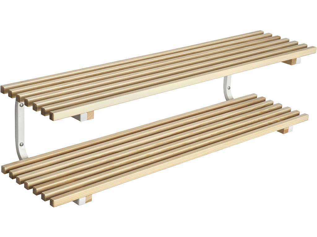 Skohylde væghængt, Sara, L=1200 mm fyr/hvid dobbelt samlet, Essem Design DK