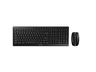 CHERRY Stream Desktop Recharge tastatur Mus inkluderet Universel RF trådløst QWERTY Engelsk Sort