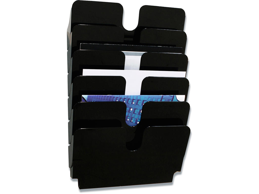 Brochureholder, 6 fag, A4, Tværformat, Sort, Durable FLEXIPLUS 6