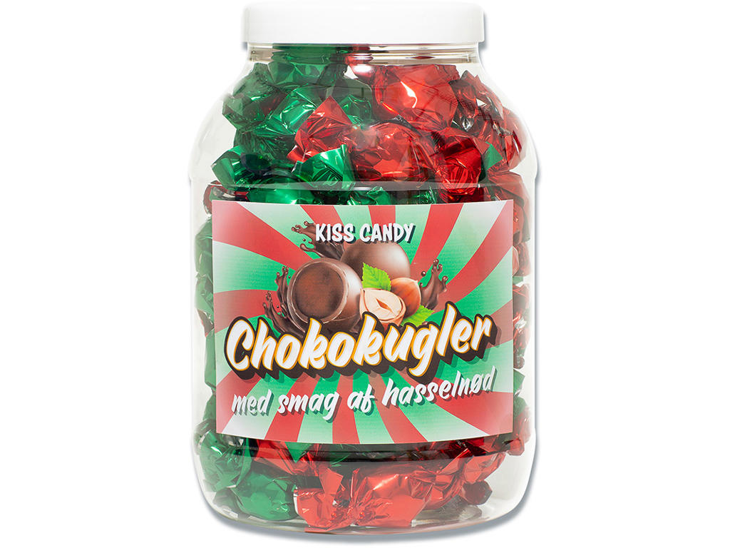 Choko-kugler, Hasselnød, 1000g, Kiss Candy