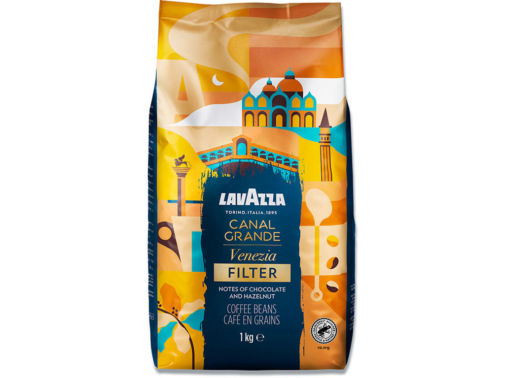 Kaffe, Hele bønner, Lys-mellemristet, 1000 g, 1 pose, Lavazza Tales of Italy Canal Grande