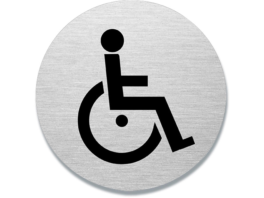 Dørskilt, Ø7.5 cm, ''Handicap toilet'', Aluminium, BNT Office 