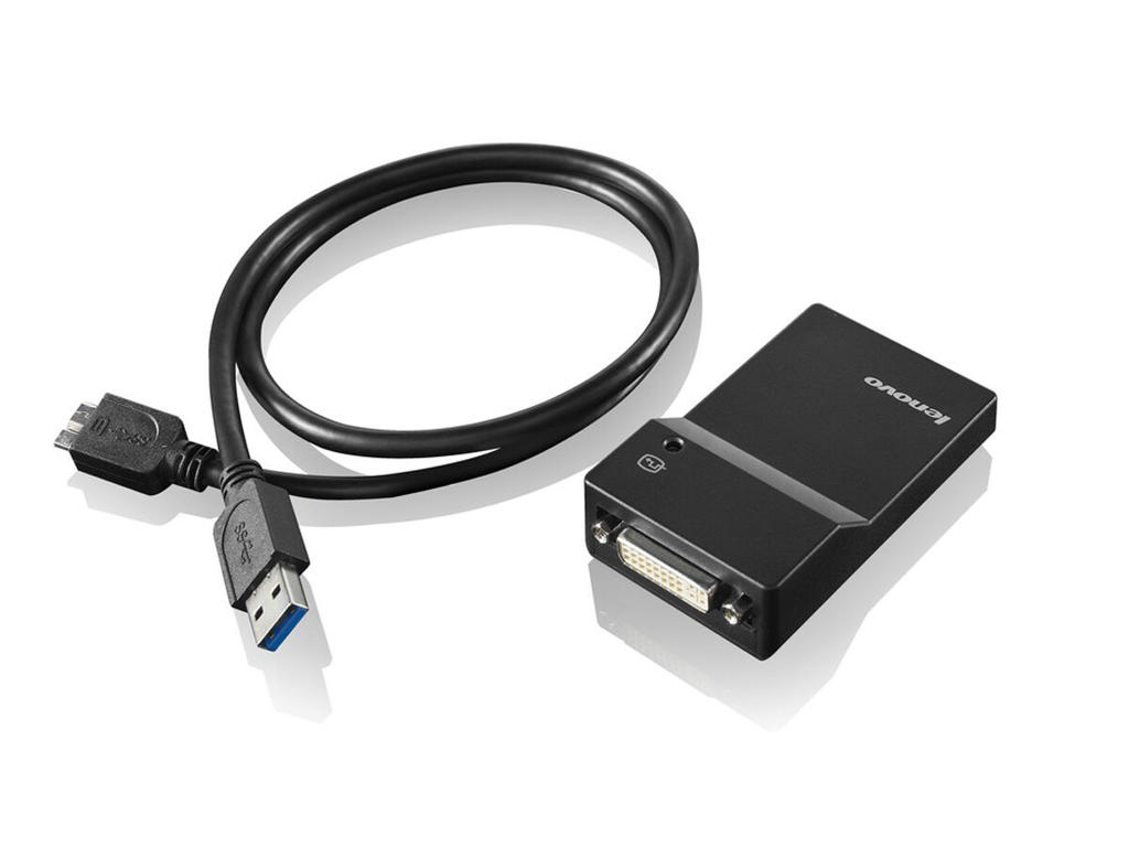 Lenovo USB 3.0 - DVI/VGA USB grafisk adapter 2048 x 1152 pixel Sort