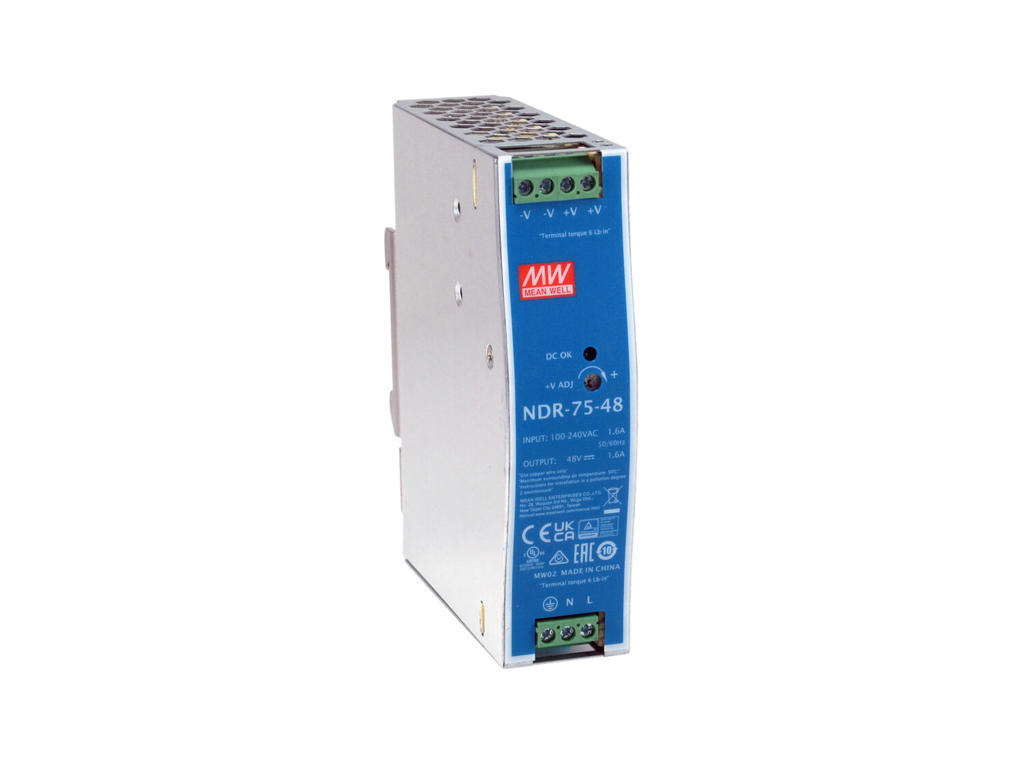 LevelOne 48V DC Industrial Power Supply, 75W, DIN-Rail,-20 ~ +70 ℃