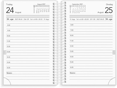 Kalender, 2027, Basic Mini, 1 dag pr. side, Sart rosa, Mayland