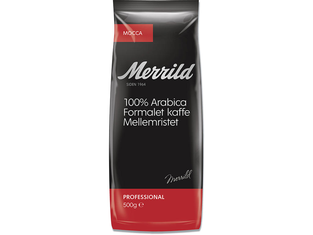Kaffe, Filter formalet, Mellemristet, 500 g, 1 pose, Merrild Mocca 