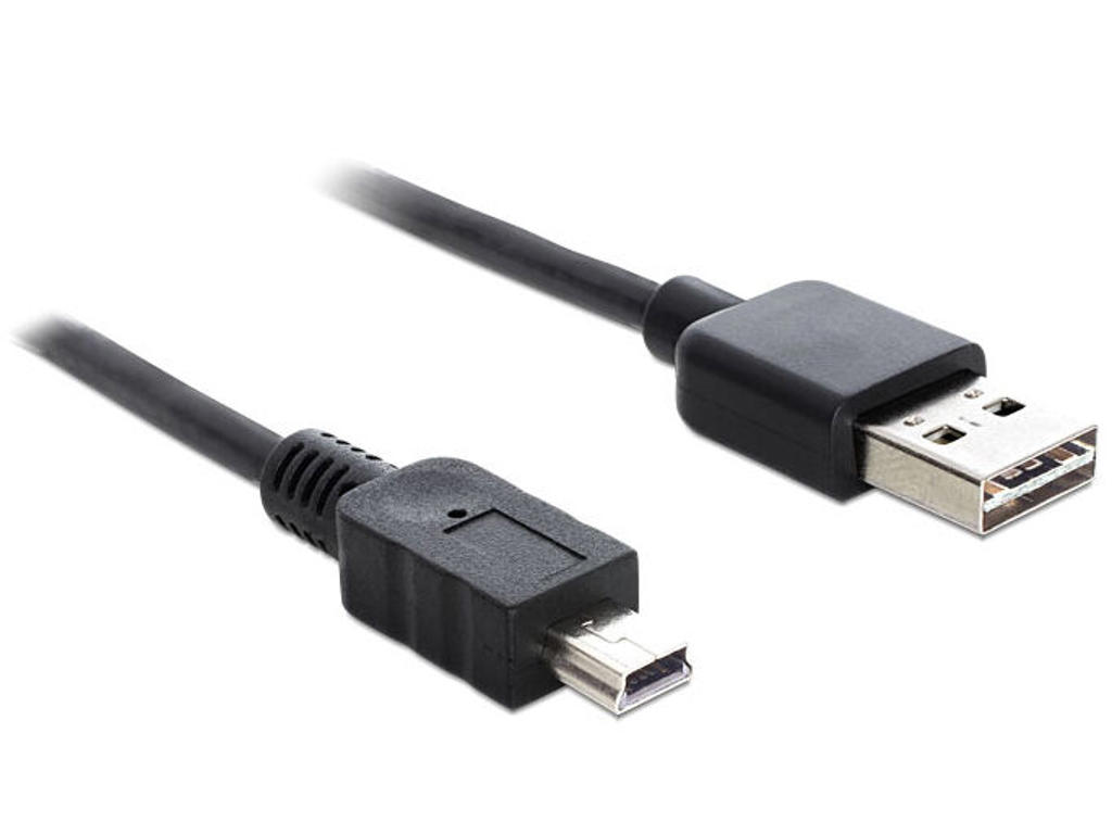DeLOCK 5m USB 2.0 A - mini USB m/m USB-kabel USB A Mini-USB A Sort