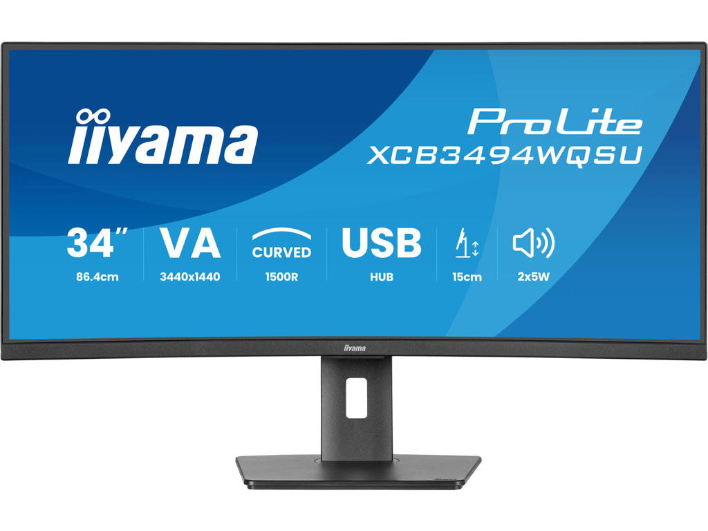 iiyama ProLite XCB3494WQSU-B1 computerskærm 86,4 cm (34") 3440 x 1440 pixel UltraWide Quad HD LED Sort