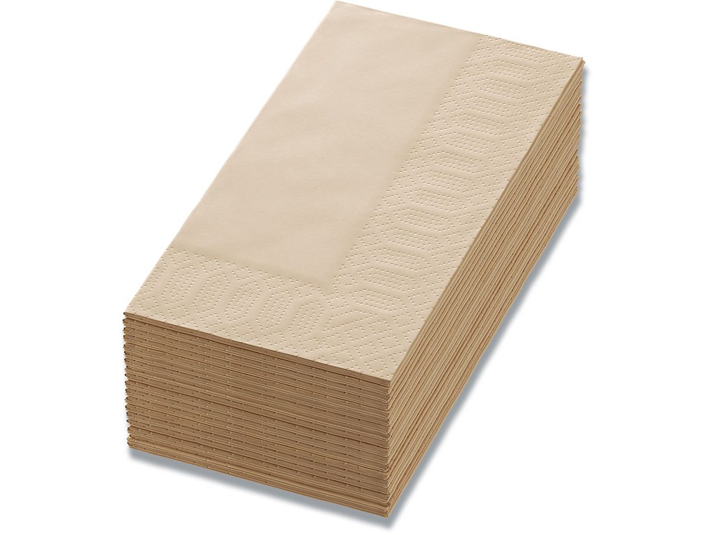 Servietter, 2 lag, Brun, 40x40 cm, 1500 stk, Duni Natural brown
