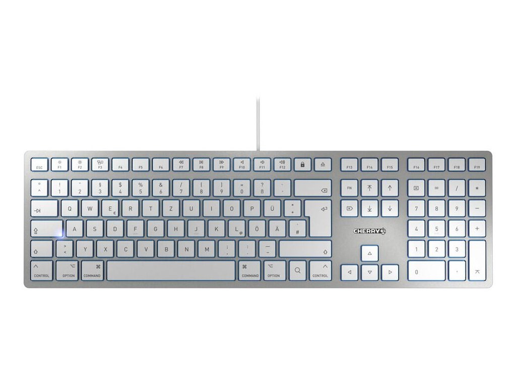 CHERRY KC 6000 SLIM FOR MAC tastatur Kontor USB QWERTZ Tysk Sølv