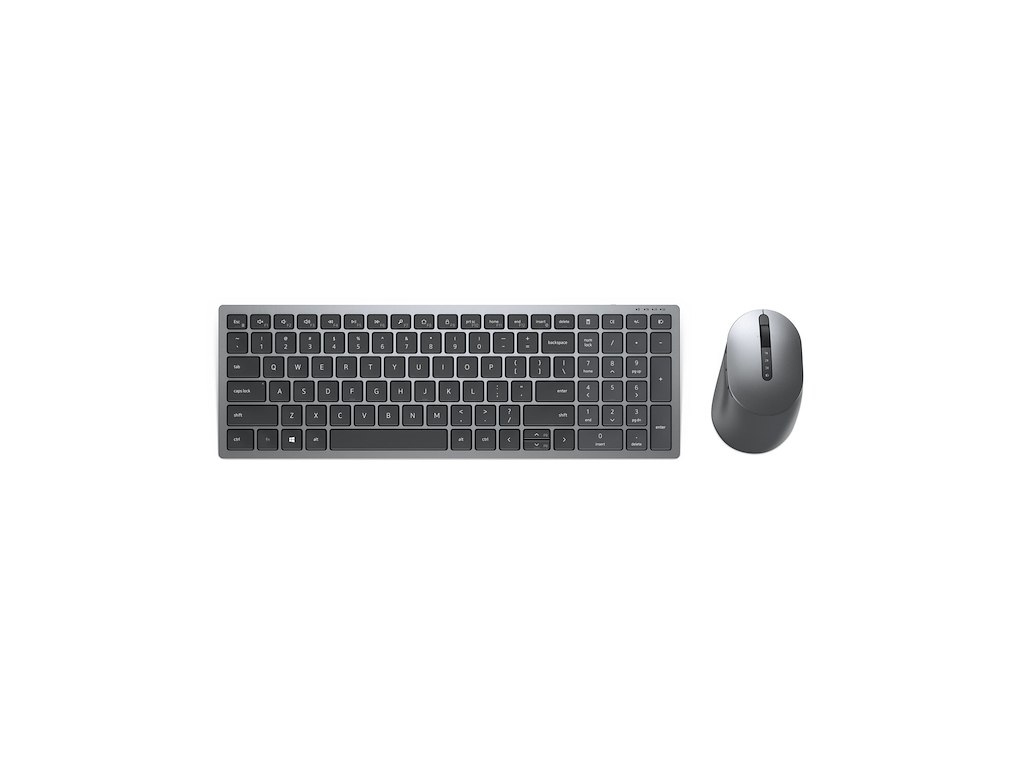 DELL KM7120W tastatur Mus inkluderet Kontor RF trådløs + Bluetooth QWERTY Russisk Grå, Titanium