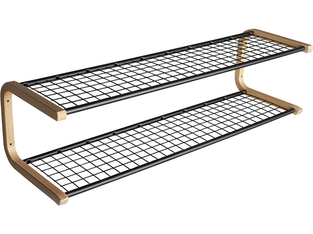 Skohylde, Anna, L=1000 mm sort/eg skohylde dobbel usamlet, Essem Design DK