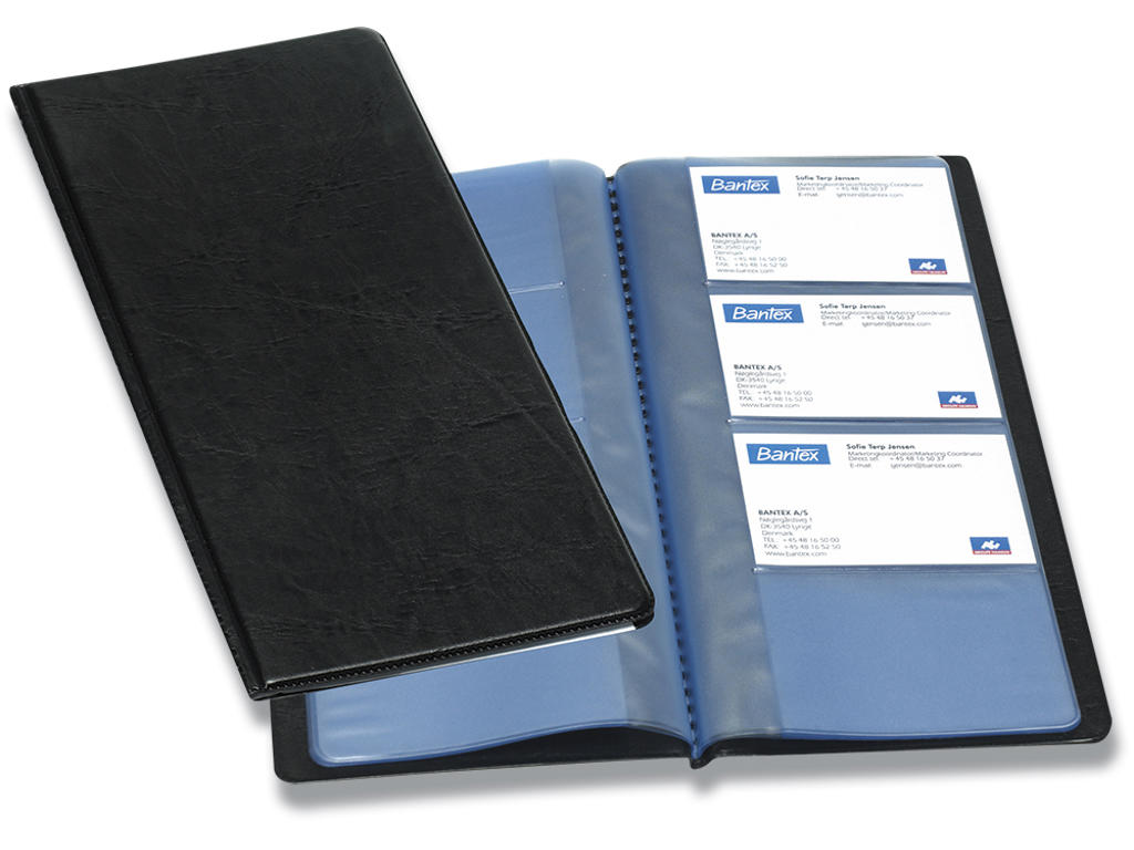 Visitkortmappe, 96 kort, Sort, PVC-Karton, Bantex 