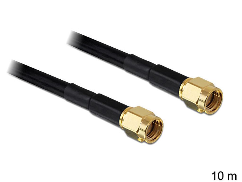 DeLOCK RP-SMA - RP-SMA, 10m koaxial kabel Sort