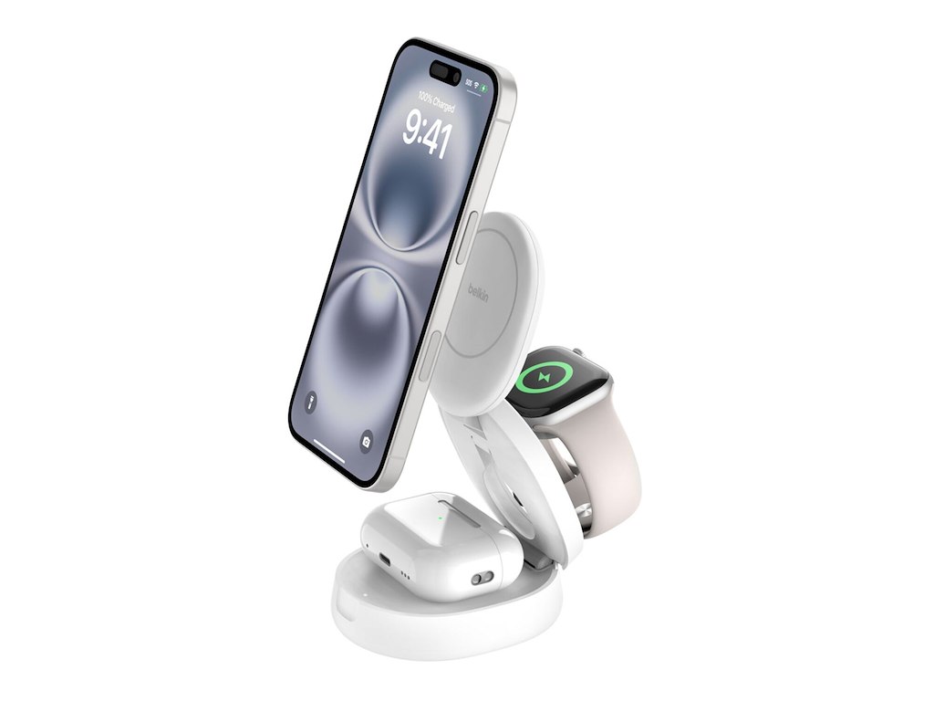 Belkin WIZ034KQWH oplader til mobil enhed Headset, Smartphone, SmartWatch Hvid USB Trådløs opladning Hurtig opladning Indendørs