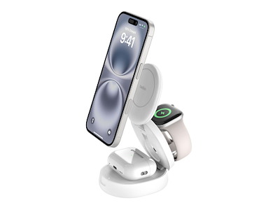 Belkin WIZ034KQWH oplader til mobil enhed Headset, Smartphone, SmartWatch Hvid USB Trådløs opladning Hurtig opladning Indendørs