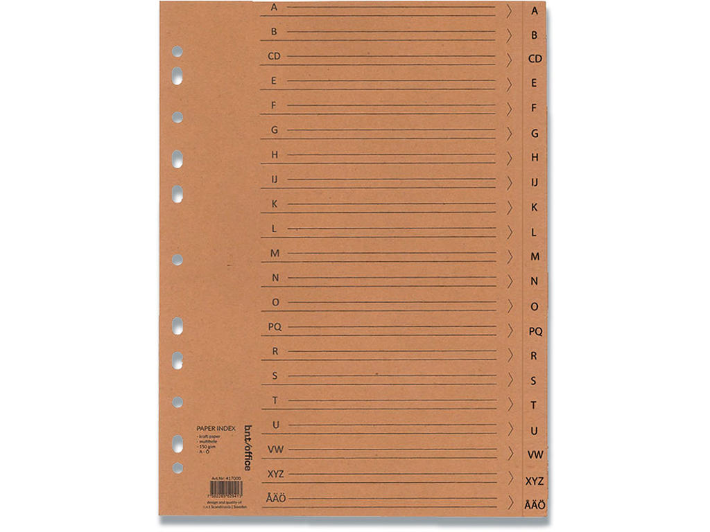 Registerblade, A4, A-Ø, Brun, BNT Office 