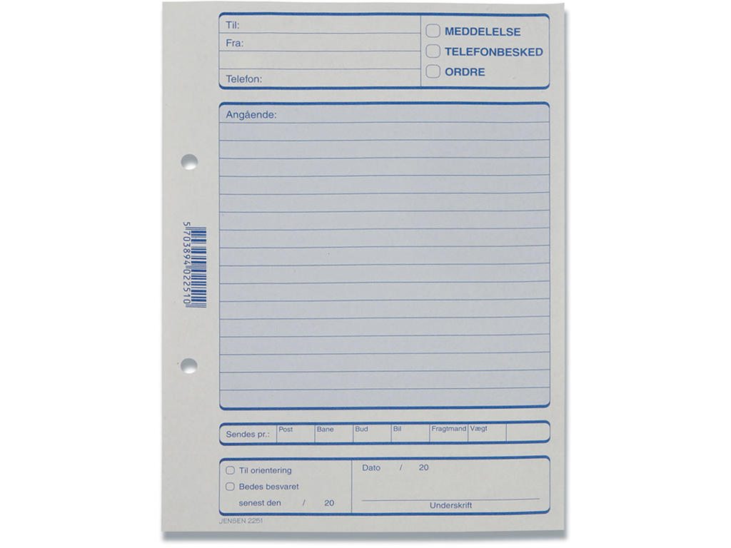 Telefonbesked, A5, 100 ark, Højformat, GF 