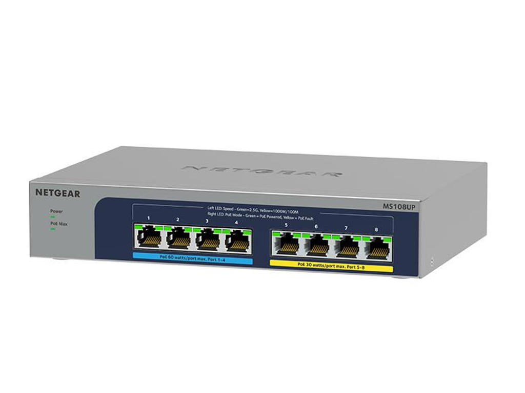 NETGEAR MS108UP Ikke administreret 2.5G Ethernet (100/1000/2500) Strøm over Ethernet (PoE)