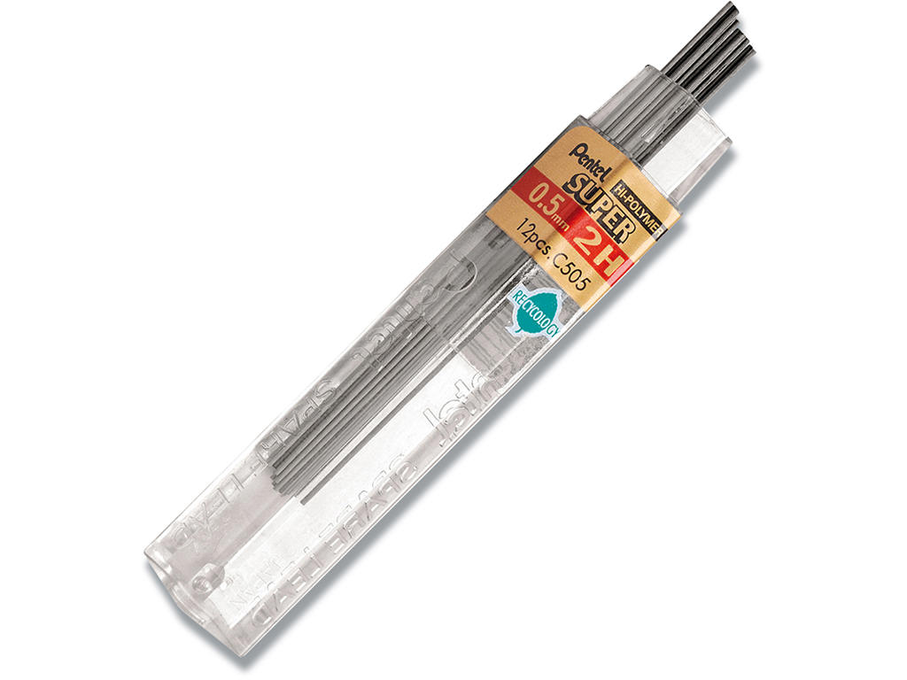 Blyantstifter, 0.5 mm, 2H, 12 stifter, Pentel Hi-Polymer C505
