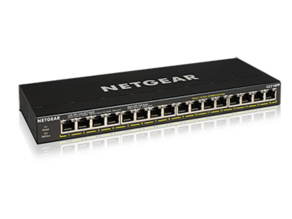 NETGEAR GS316PP Ikke administreret Gigabit Ethernet (10/100/1000) Strøm over Ethernet (PoE) Sort