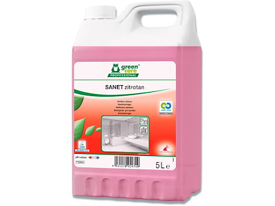 Sanitetsrengøring, Sur-kalkhæmmende, Med farve, Med parfume, 5 liter, Green Care SANET Zitrotan