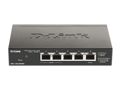 D-Link DGS-1100-05PDV2 netværksswitch Administreret Gigabit Ethernet (10/100/1000) Strøm over Ethernet (PoE) Sort
