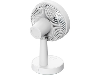Ventilator til bord, Ø15 cm, Genopladelig, Hvid, Platinet
