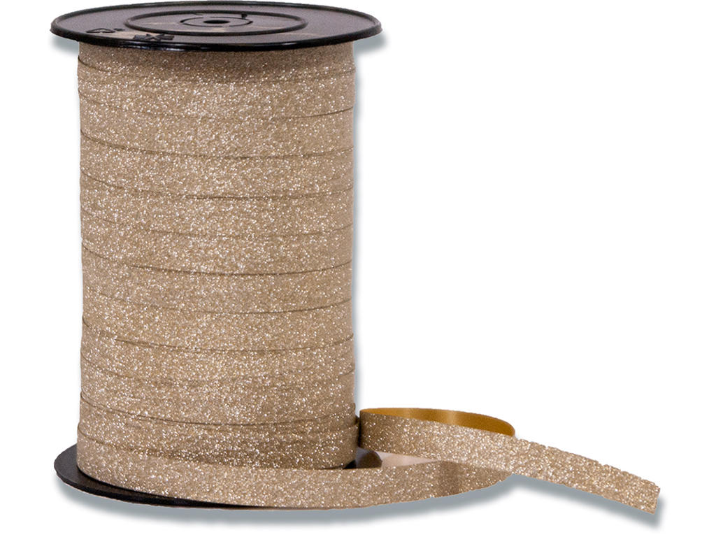 Gavebånd, PP, 10mm x 100m, Guld, Roliba Lido Glitter 