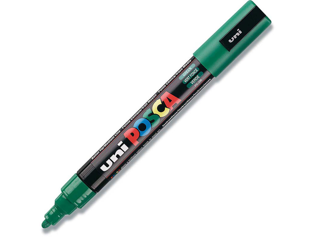 Paint marker, 1.8-2.5 mm, Grøn, Rund spids, uni Posca PC-5M