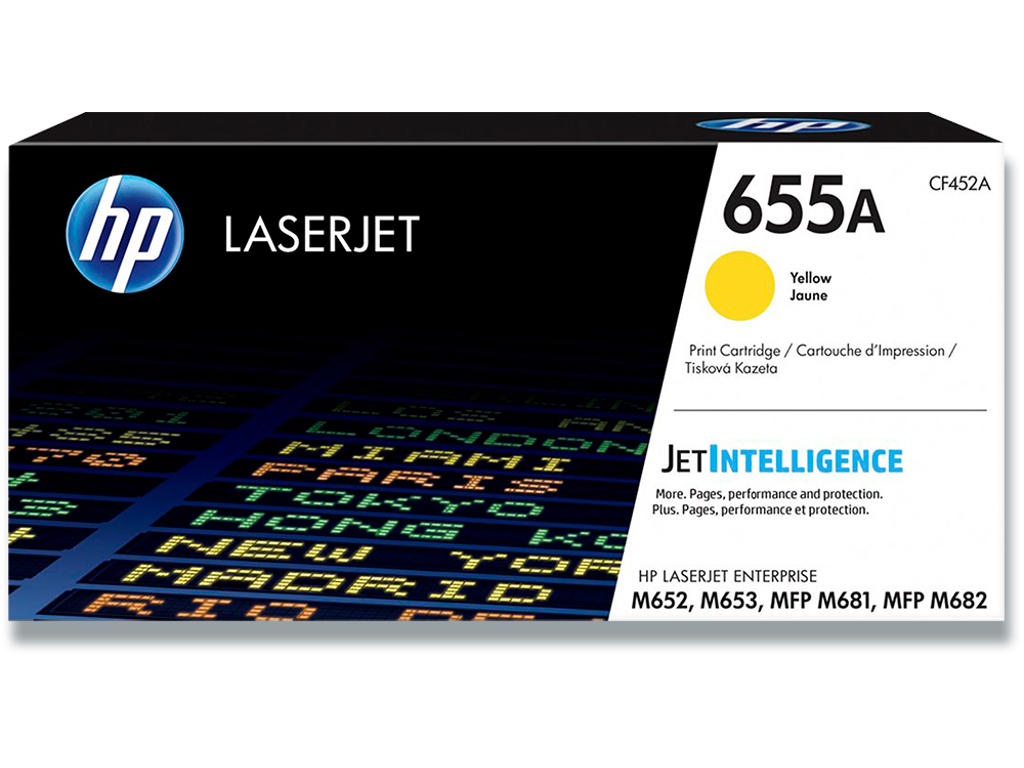 Toner, 655A, Yellow-gul, 10.500 sider, HP CF452A