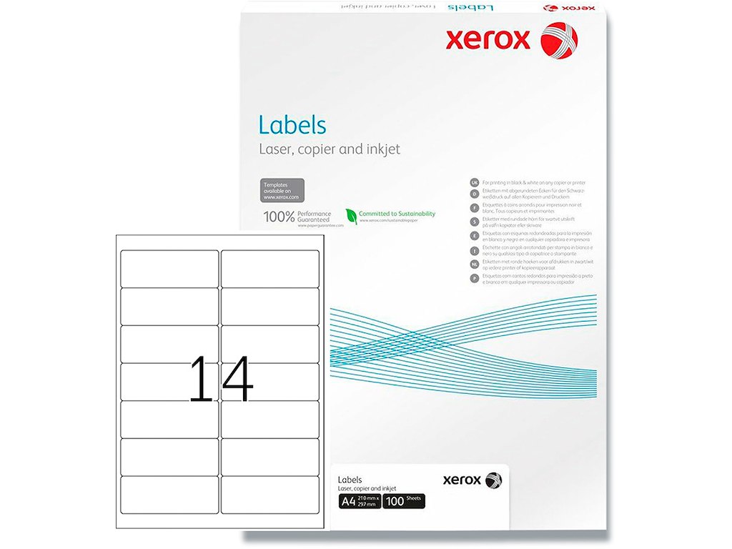 Etiketter, 99x38 mm, Hvid, 1400 etiketter i alt, Xerox 003R96289