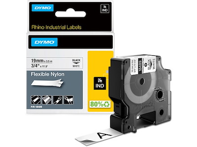 Labeltape, 19mm x 3.5m, Sort på Hvid, 1 rulle, Dymo Rhino Industri